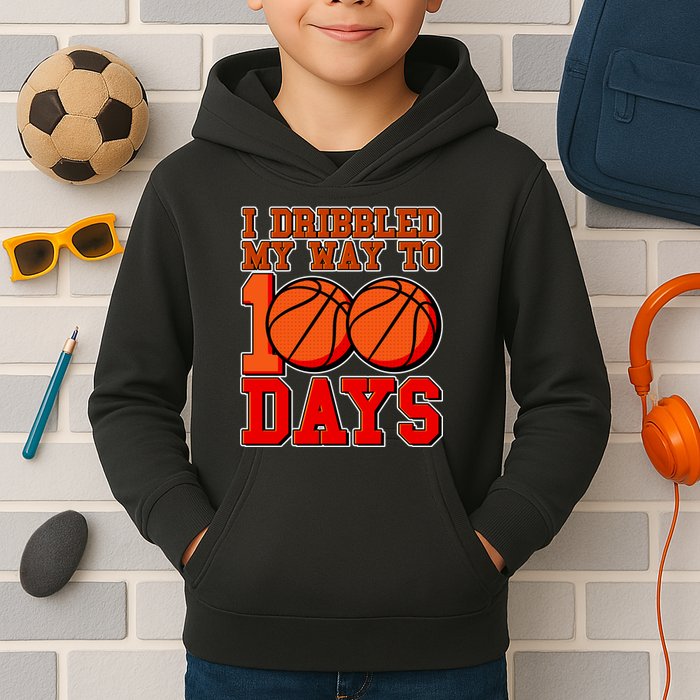 I Dribbled My Way To 100 Days Basketball Kids Hoodie