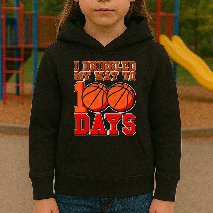 I Dribbled My Way To 100 Days Basketball Kids Hoodie