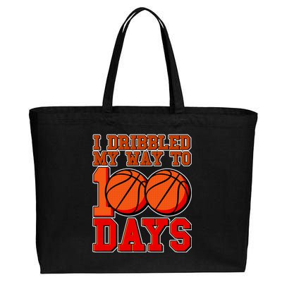 I Dribbled My Way To 100 Days Basketball Cotton Canvas Jumbo Tote