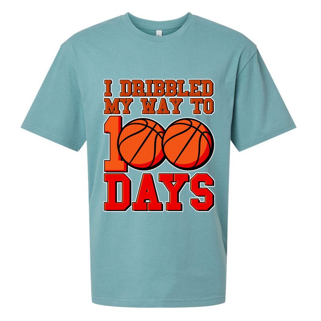 I Dribbled My Way To 100 Days Basketball Sueded Cloud Jersey T-Shirt