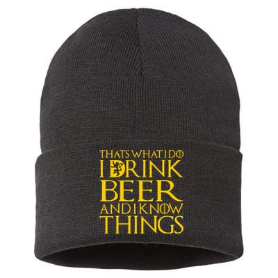 I Drink Beer And I Know Things Sustainable Knit Beanie