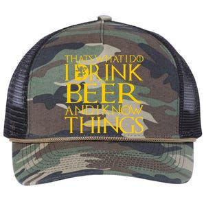 I Drink Beer And I Know Things Retro Rope Trucker Hat Cap