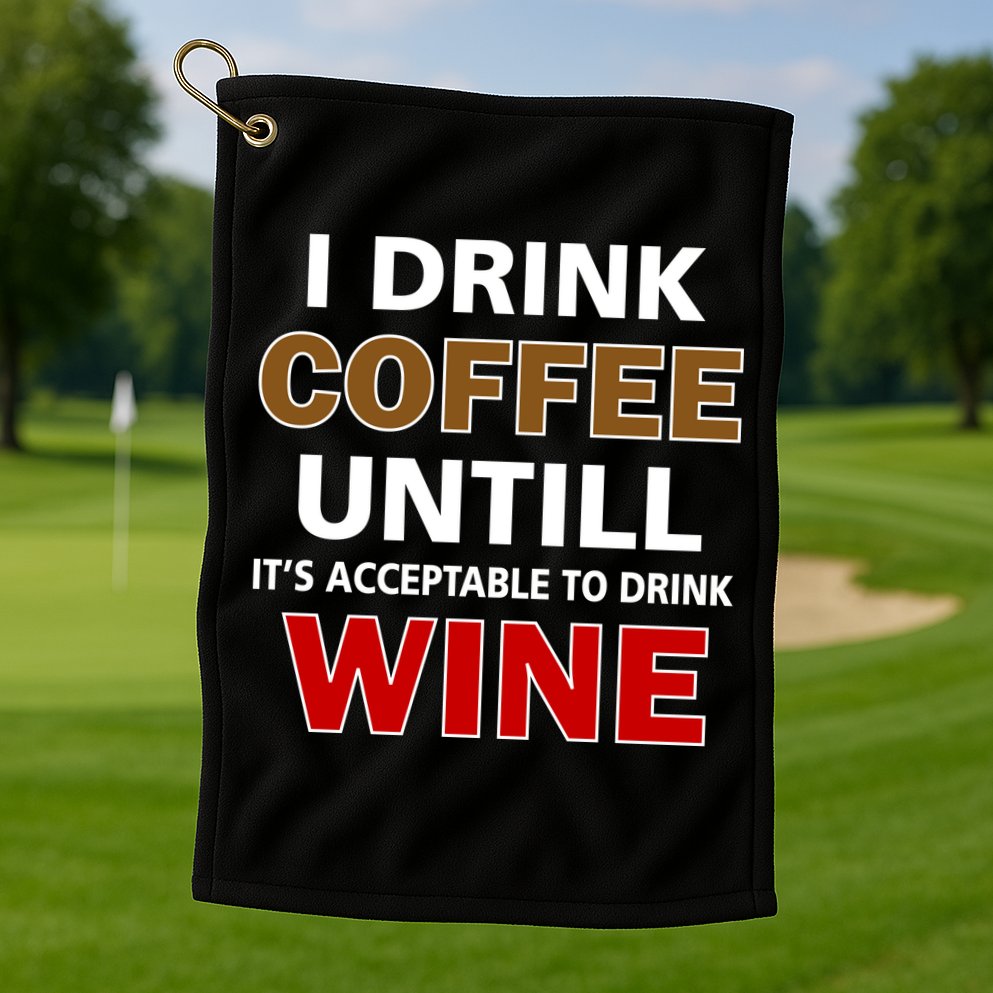 I Drink Coffee Until Wine Golf Towel