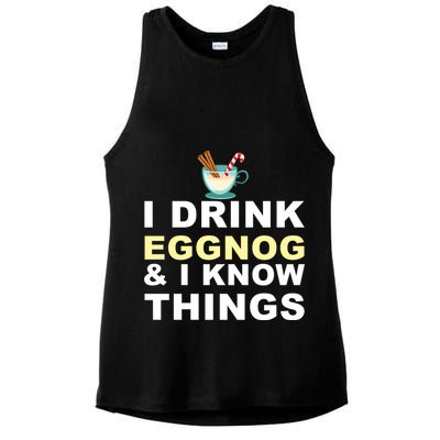 I Drink Eggnog And Know Things Ladies PosiCharge Tri-Blend Wicking Tank