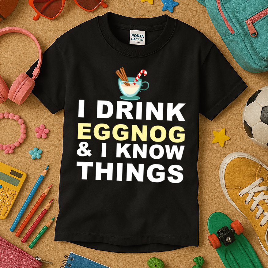 I Drink Eggnog And Know Things Kids T-Shirt
