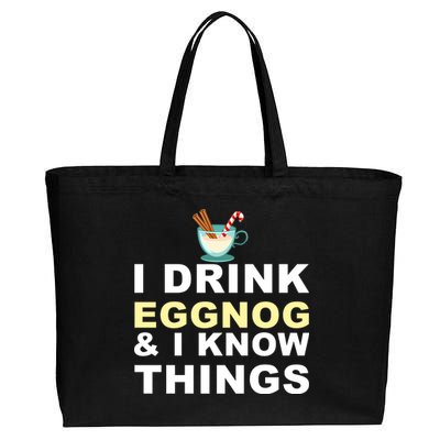 I Drink Eggnog And Know Things Cotton Canvas Jumbo Tote