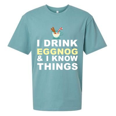I Drink Eggnog And Know Things Sueded Cloud Jersey T-Shirt