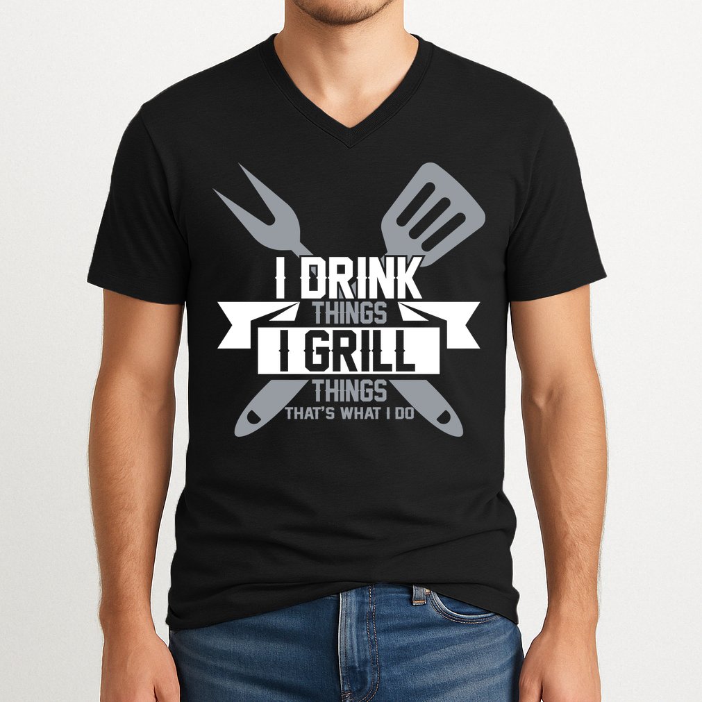 I Drink Thinks Grill Things That's What I Do V-Neck T-Shirt