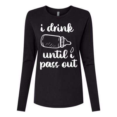 I Drink Until I Pass Out Funny Cute Womens Cotton Relaxed Long Sleeve T-Shirt