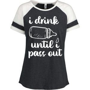 I Drink Until I Pass Out Funny Cute Enza Ladies Jersey Colorblock Tee