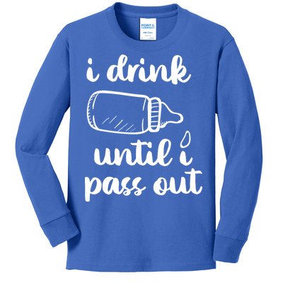 I Drink Until I Pass Out Funny Cute Kids Long Sleeve Shirt