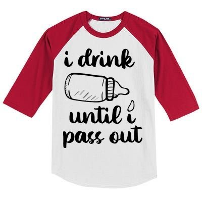 I Drink Until I Pass Out Funny Cute Kids Colorblock Raglan Jersey