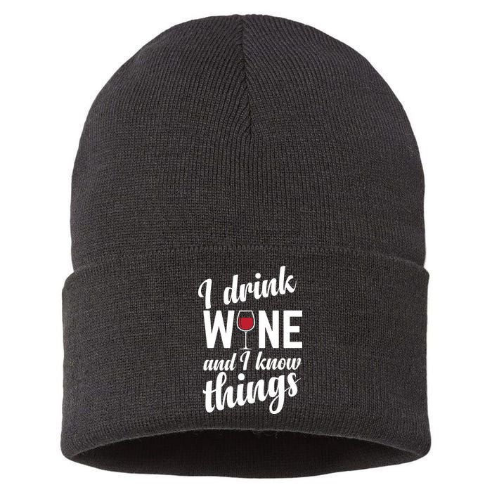 I Drink Wine And I Know Things Sustainable Knit Beanie