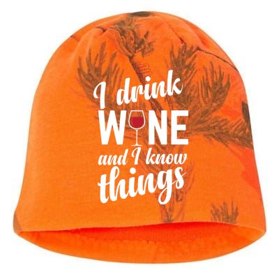 I Drink Wine And I Know Things Kati - Camo Knit Beanie