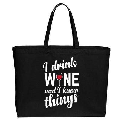 I Drink Wine And I Know Things Cotton Canvas Jumbo Tote