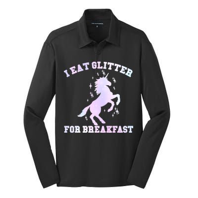 I Eat Glitter For Breakfast Silk Touch Performance Long Sleeve Polo