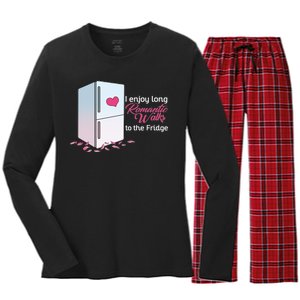 I Enjoy Long Romantic Walks To The Fridge Women's Long Sleeve Flannel Pajama Set 