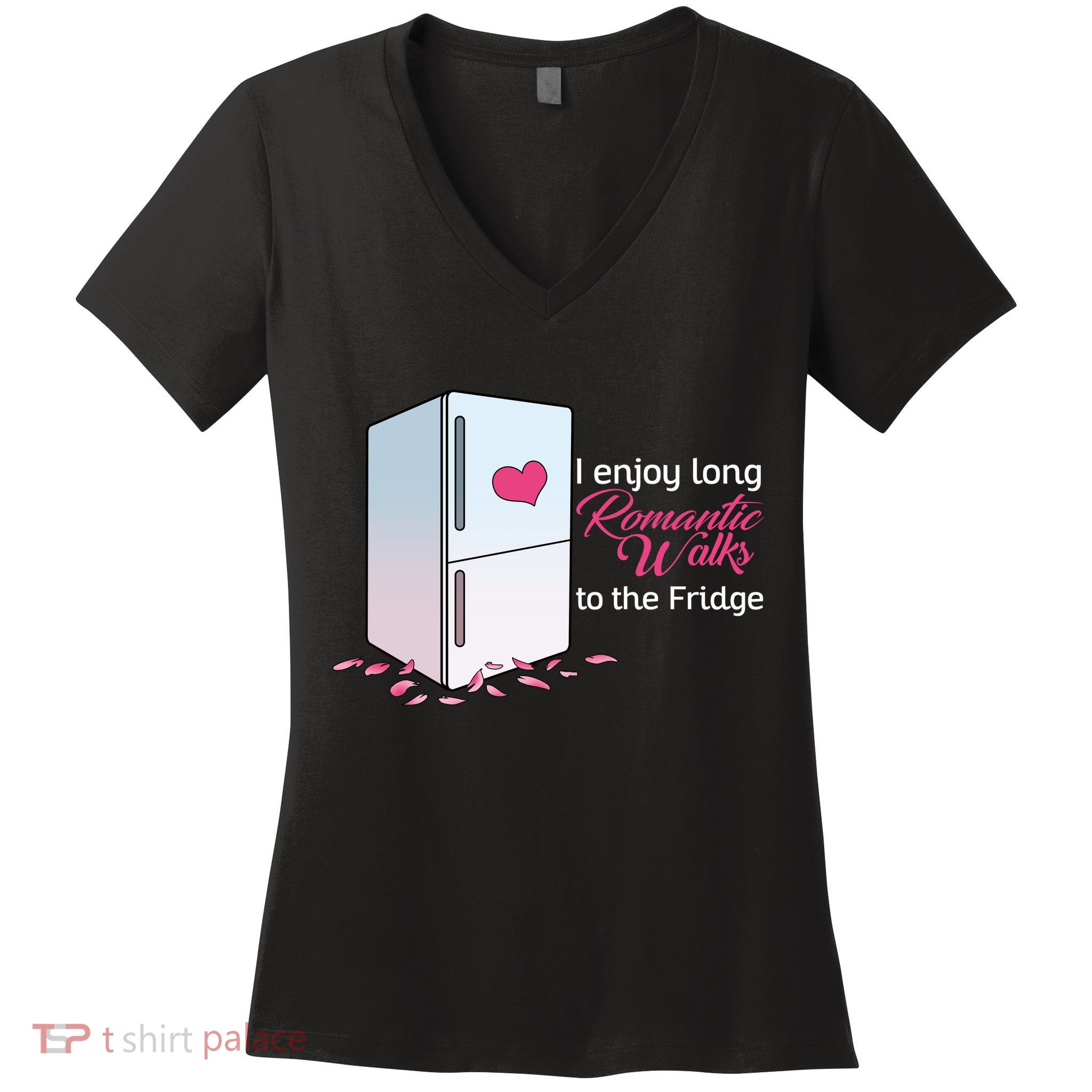 I Enjoy Long Romantic Walks To The Fridge Women's V-Neck T-Shirt