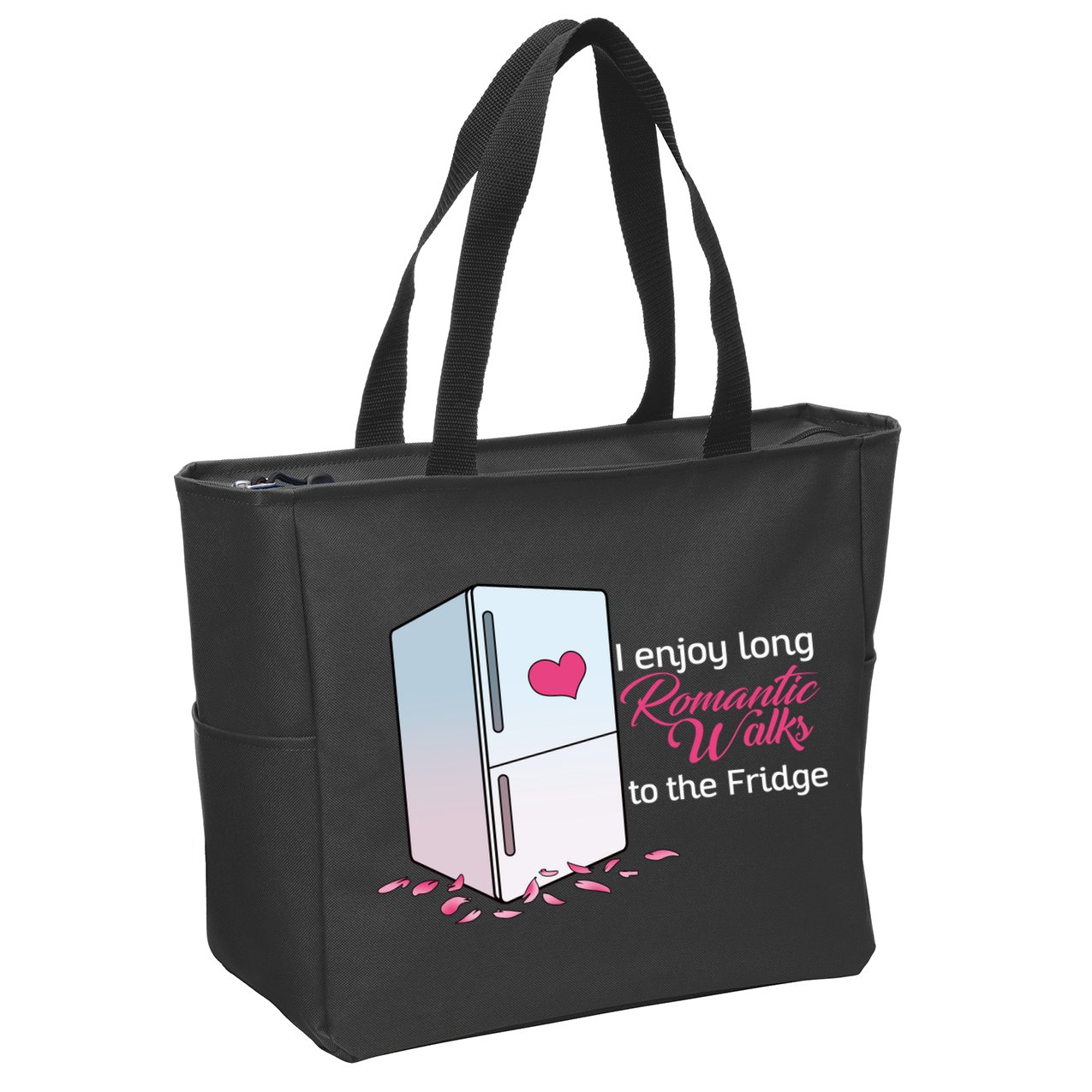 I Enjoy Long Romantic Walks To The Fridge Zip Tote Bag