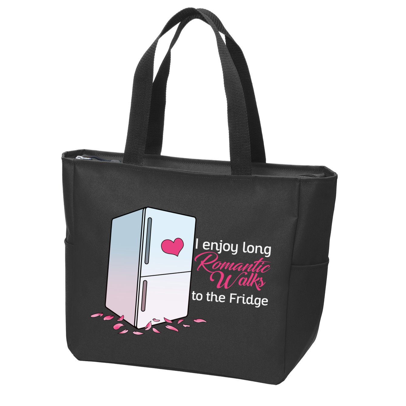 I Enjoy Long Romantic Walks To The Fridge Zip Tote Bag
