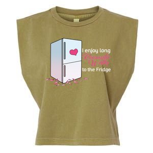 I Enjoy Long Romantic Walks To The Fridge Garment-Dyed Women's Muscle Tee