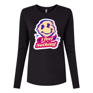 I Feel Nothing Smiley Face Womens Cotton Relaxed Long Sleeve T-Shirt