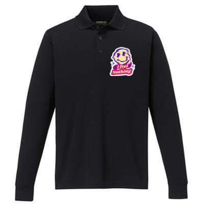 I Feel Nothing Smiley Face Performance Long Sleeve Polo