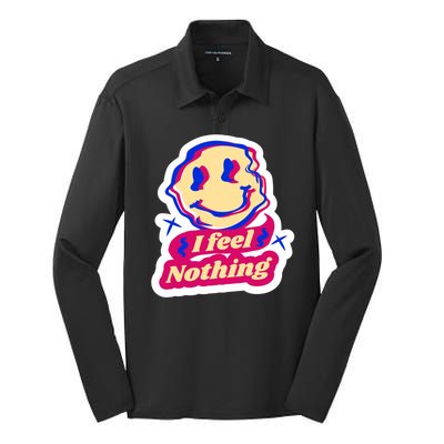 I Feel Nothing Smiley Face Silk Touch Performance Long Sleeve Polo