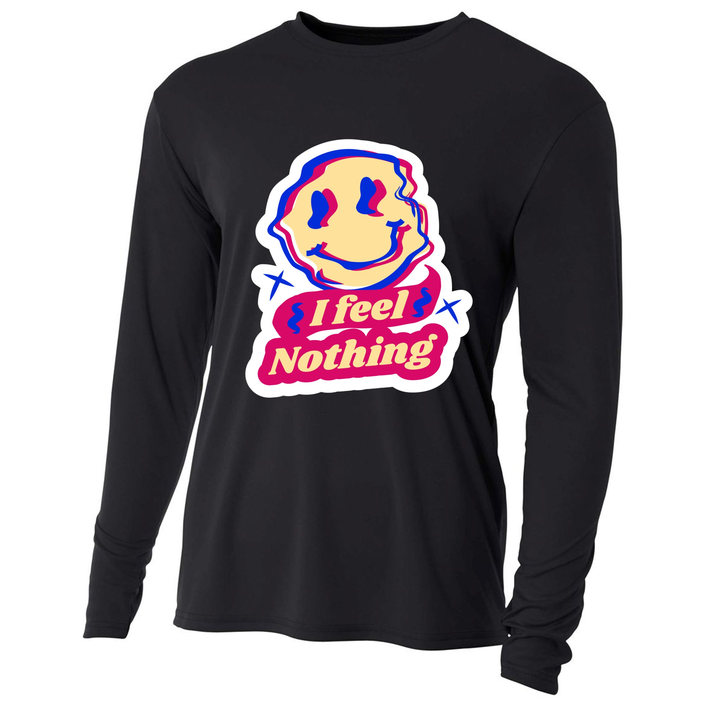 I Feel Nothing Smiley Face Cooling Performance Long Sleeve Crew
