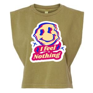 I Feel Nothing Smiley Face Garment-Dyed Women's Muscle Tee