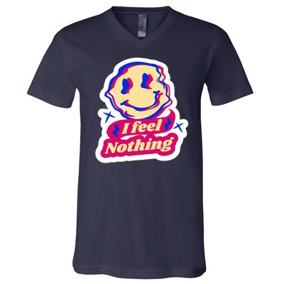 I Feel Nothing Smiley Face V-Neck T-Shirt