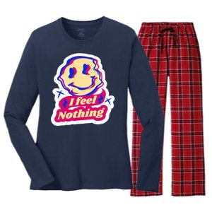 I Feel Nothing Smiley Face Women's Long Sleeve Flannel Pajama Set 