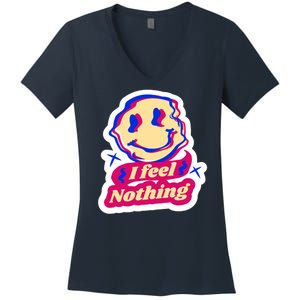 I Feel Nothing Smiley Face Women's V-Neck T-Shirt