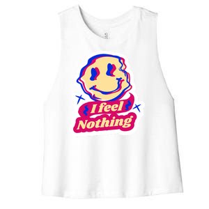 I Feel Nothing Smiley Face Women's Racerback Cropped Tank