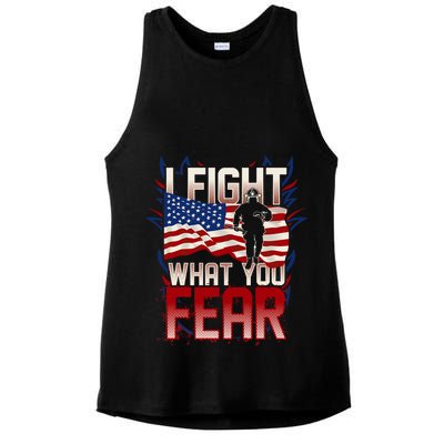 I Fight What You Fear Firefighter Ladies PosiCharge Tri-Blend Wicking Tank