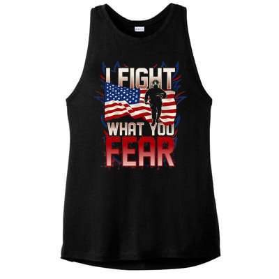 I Fight What You Fear Firefighter Ladies PosiCharge Tri-Blend Wicking Tank