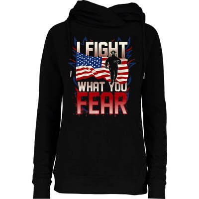 I Fight What You Fear Firefighter Womens Funnel Neck Pullover Hood