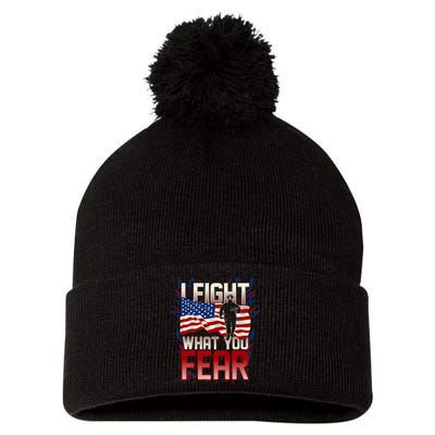 I Fight What You Fear Firefighter Pom Pom 12in Knit Beanie