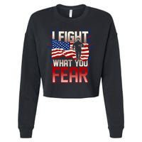 I Fight What You Fear Firefighter Cropped Pullover Crew