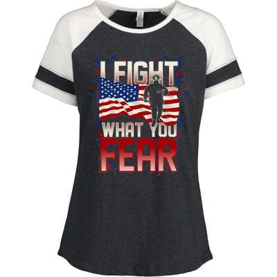 I Fight What You Fear Firefighter Enza Ladies Jersey Colorblock Tee