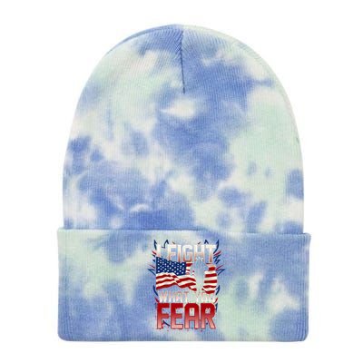 I Fight What You Fear Firefighter Tie Dye 12in Knit Beanie