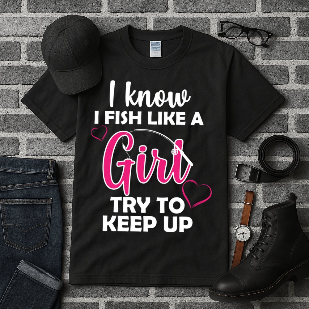 I Fish Like A Girl Try To Keep Up Tall T-Shirt
