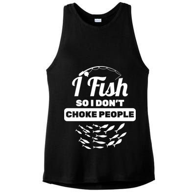 I Fish So I Don't Choke People Ladies PosiCharge Tri-Blend Wicking Tank