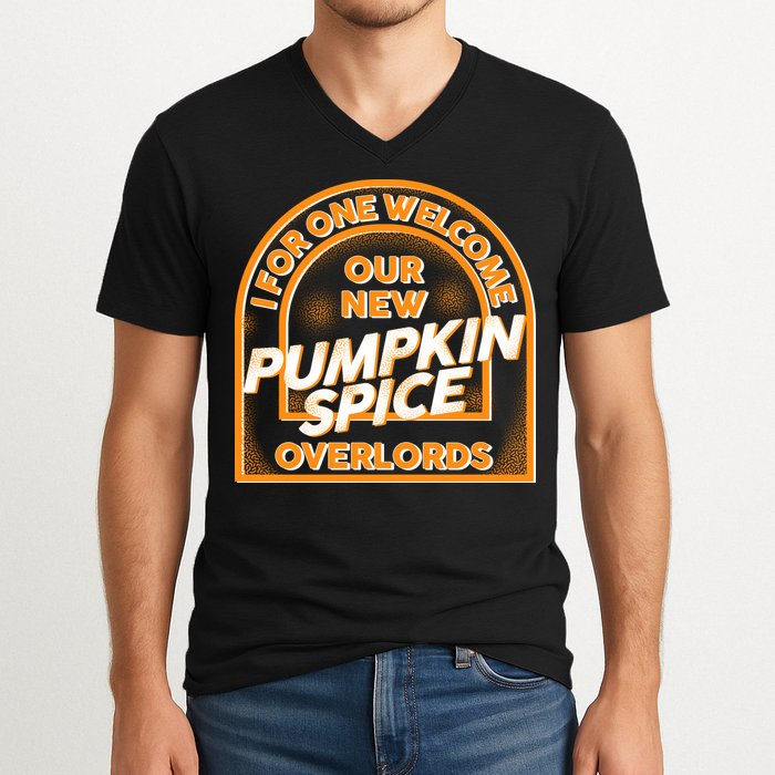  I For One Welcome Our New Pumpkin Spice Overloads Logo V-Neck T-Shirt