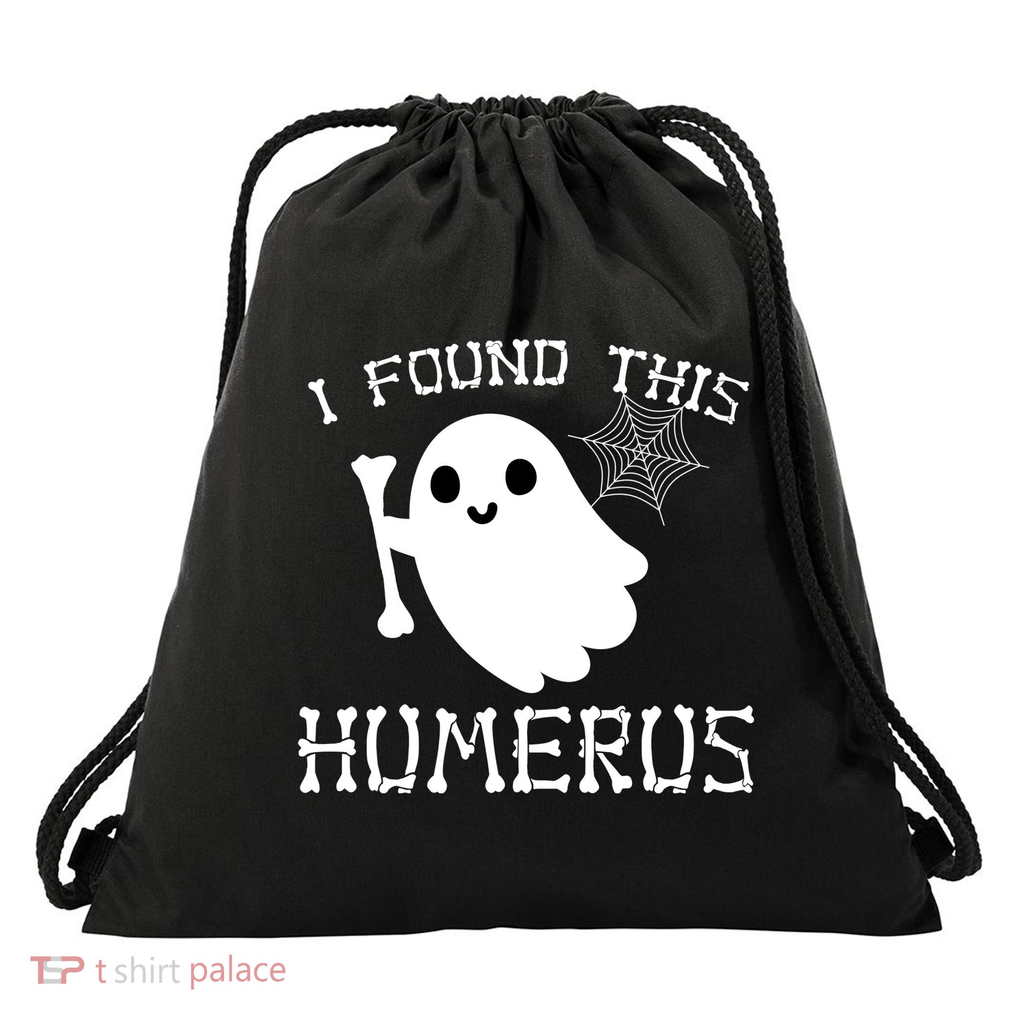 I Found This Humerus Funny Halloween Ghost Drawstring Bag