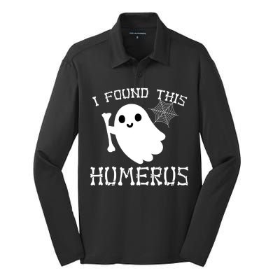 I Found This Humerus Funny Halloween Ghost Silk Touch Performance Long Sleeve Polo