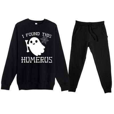 I Found This Humerus Funny Halloween Ghost Premium Crewneck Sweatsuit Set