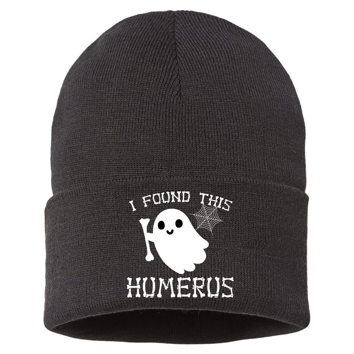 I Found This Humerus Funny Halloween Ghost Sustainable Knit Beanie