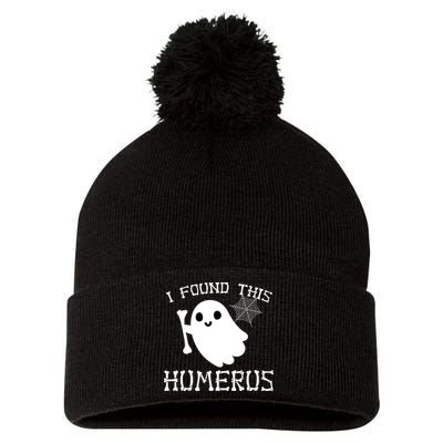 I Found This Humerus Funny Halloween Ghost Pom Pom 12in Knit Beanie