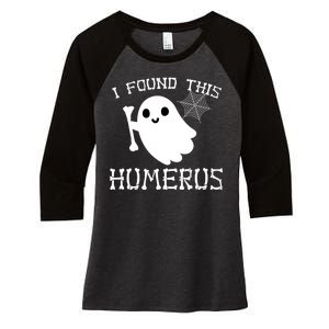 I Found This Humerus Funny Halloween Ghost Women's Tri-Blend 3/4-Sleeve Raglan Shirt